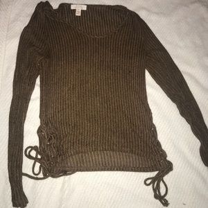 Knit long sleeve- laces up on side